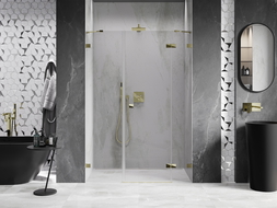 Mexen Lunar shower door hinged right 155 cm, transparent, gold - 834S-155-050-50-00-P