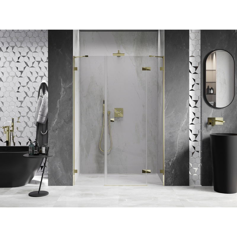 Mexen Lunar right-side hinged shower door 155 cm, transparent, gold - 834S-155-050-50-00-P