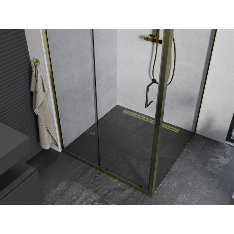 Mexen Apia sliding shower cabin 100 x 100 cm, transparent, gold - 840-100-100-50-00