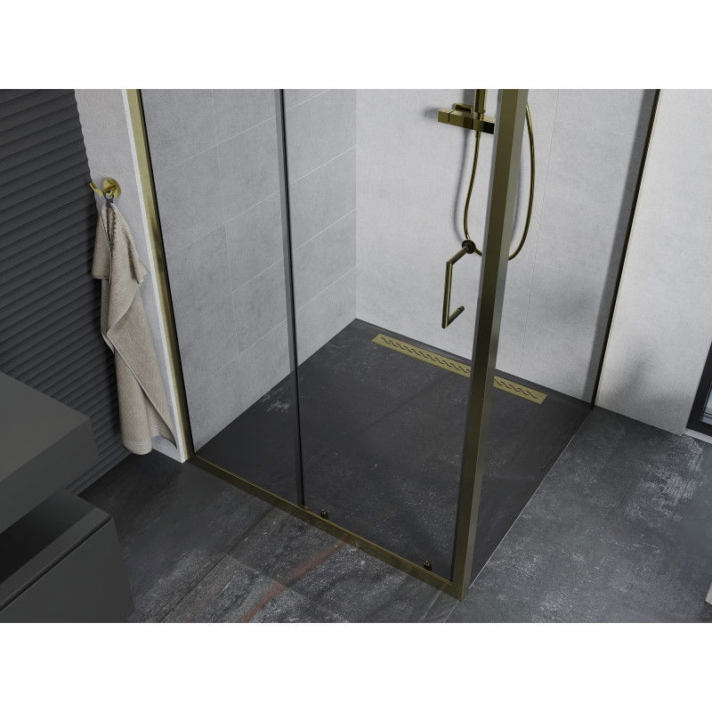 Mexen Apia sliding shower enclosure 100 x 100 cm, transparent, gold - 840-100-100-50-00