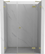 Mexen Lunar 130 cm Right-Hinged Shower Door, Transparent, Brushed Gold - 834S-130-050-55-00-P