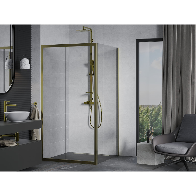 Mexen Apia sliding shower cabin 100 x 100 cm, transparent, gold - 840-100-100-50-00
