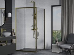 Mexen Apia extendable shower cubicle 100 x 100 cm, Transparent, Gold - 840-100-100-50-00