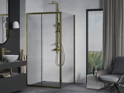 Mexen Apia sliding shower cabin 100 x 100 cm, transparent, gold - 840-100-100-50-00