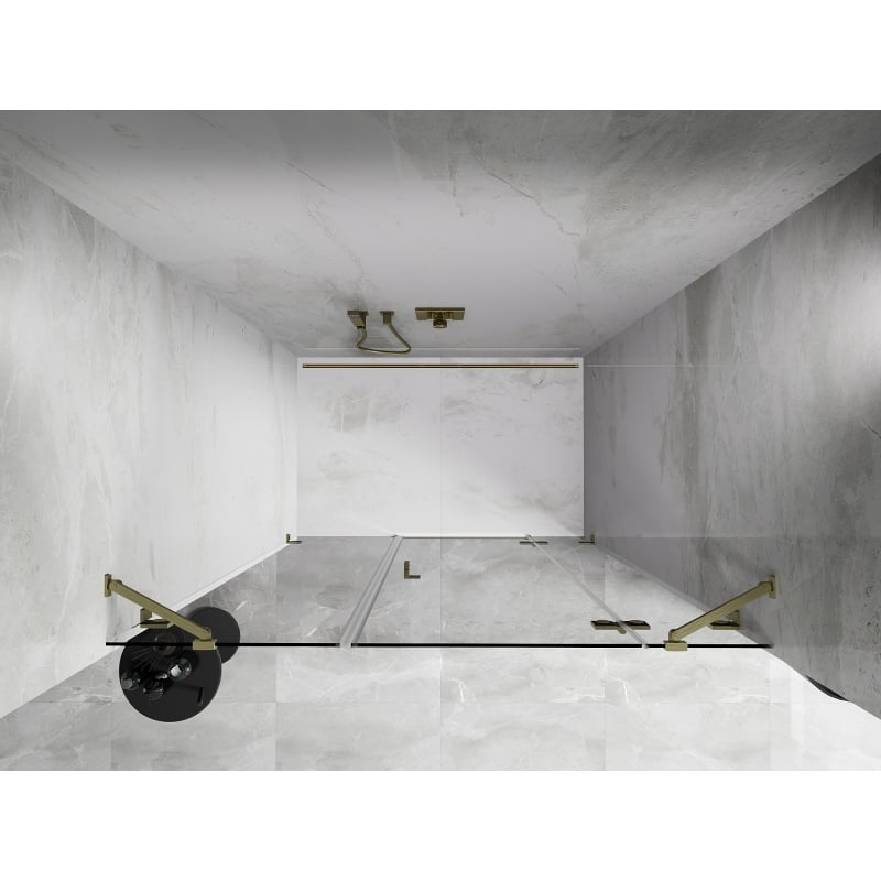 Mexen Lunar right swing shower door 140 cm, transparent, brushed gold - 834S-140-050-55-00-P