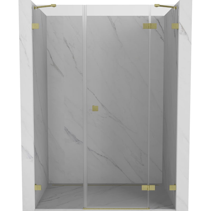 Mexen Lunar 145 cm Hinged Shower Door, Right, Transparent, Brushed Gold - 834S-145-050-55-00-P