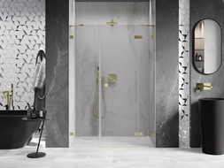 Mexen Lunar shower door, right hinged, 145 cm, transparent, brushed gold - 834S-145-050-55-00-P