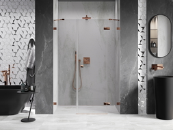 Mexen Lunar right-side hinged shower door 120 cm, transparent, rose gold - 834S-120-050-60-00-P