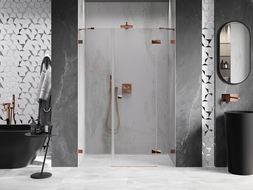 Mexen Lunar right-hinged shower door 130 cm, transparent, rose gold - 834S-130-050-60-00-P