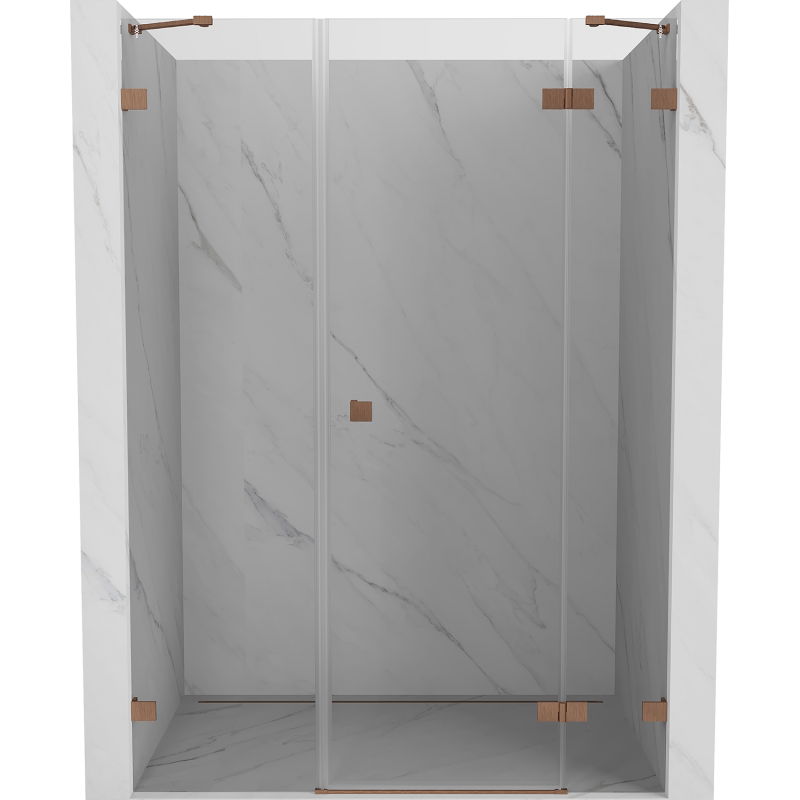 Mexen Lunar right hinged shower door 135 cm, transparent, brushed copper - 834S-135-050-65-00-P