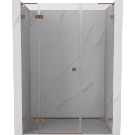 Mexen Lunar L Left Hinged Shower Door 145 cm, Transparent, Brushed Copper - 834SL-145-050-65-00-L