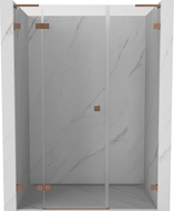 Mexen Lunar L Left Hinged Shower Door 145 cm, Transparent, Brushed Copper - 834SL-145-050-65-00-L