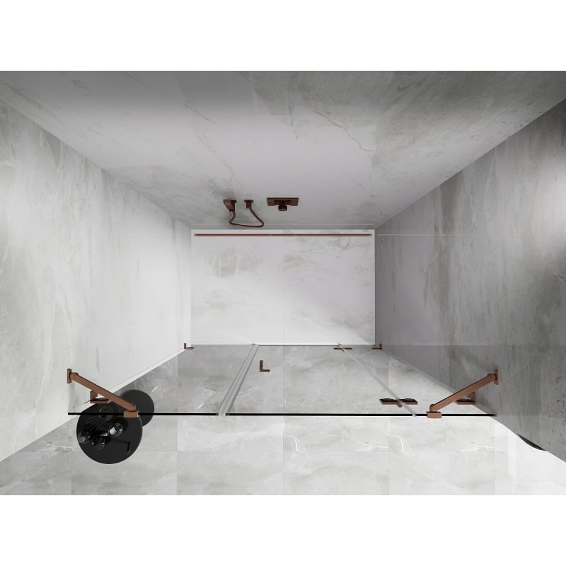 Mexen Lunar right-hinged shower door 150 cm, transparent, brushed copper - 834S-150-050-65-00-P