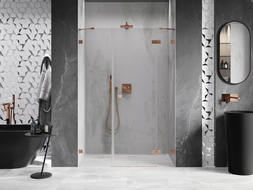 Mexen Lunar shower door right-hinged 155 cm, transparent, brushed copper - 834S-155-050-65-00-P
