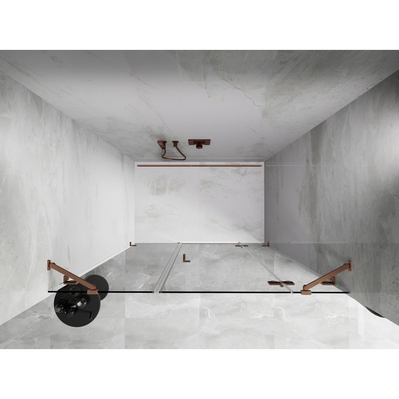 Mexen Lunar right-hinged shower door 155 cm, transparent, brushed copper - 834S-155-050-65-00-P