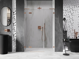 Mexen Lunar L left hinged shower door 155 cm, transparent, brushed copper - 834SL-155-050-65-00-L