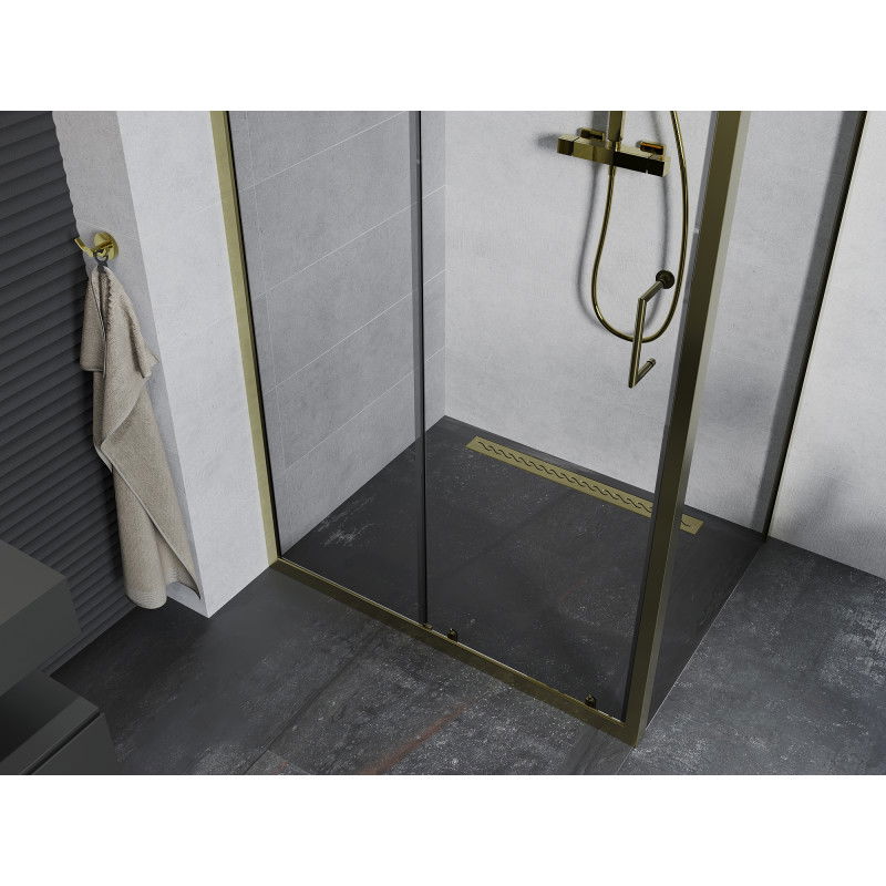 Mexen Apia sliding shower cabin 110 x 90 cm, transparent, gold - 840-110-090-50-00