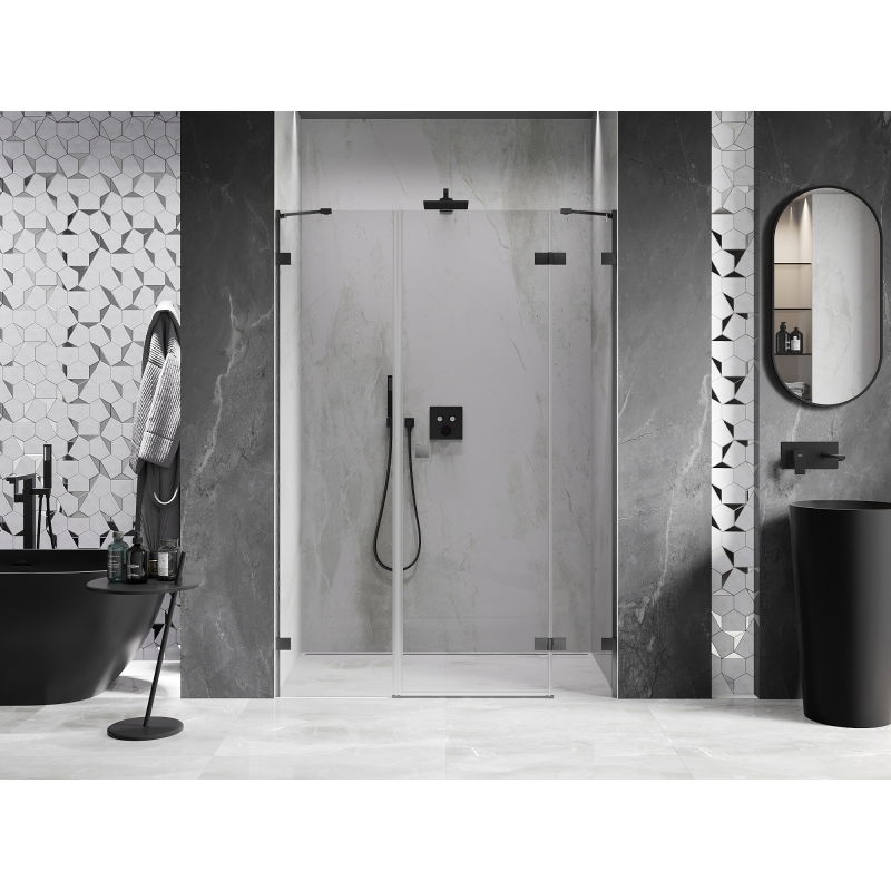 Mexen Lunar right side swinging shower door 125 cm, transparent, brushed gun gray - 834S-125-050-66-00-P
