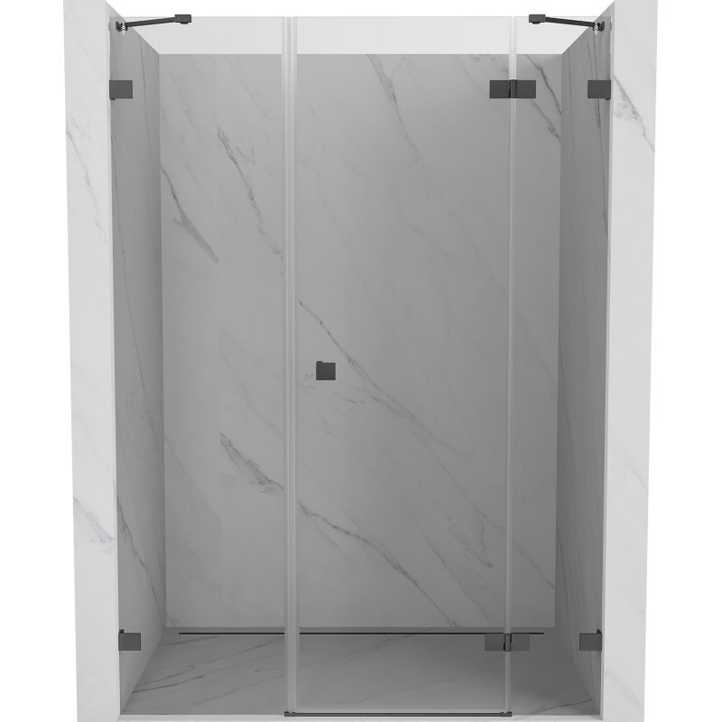 Mexen Lunar Right-Hinged Shower Door 155 cm, Transparent, Brushed Gun Gray - 834S-155-050-66-00-P