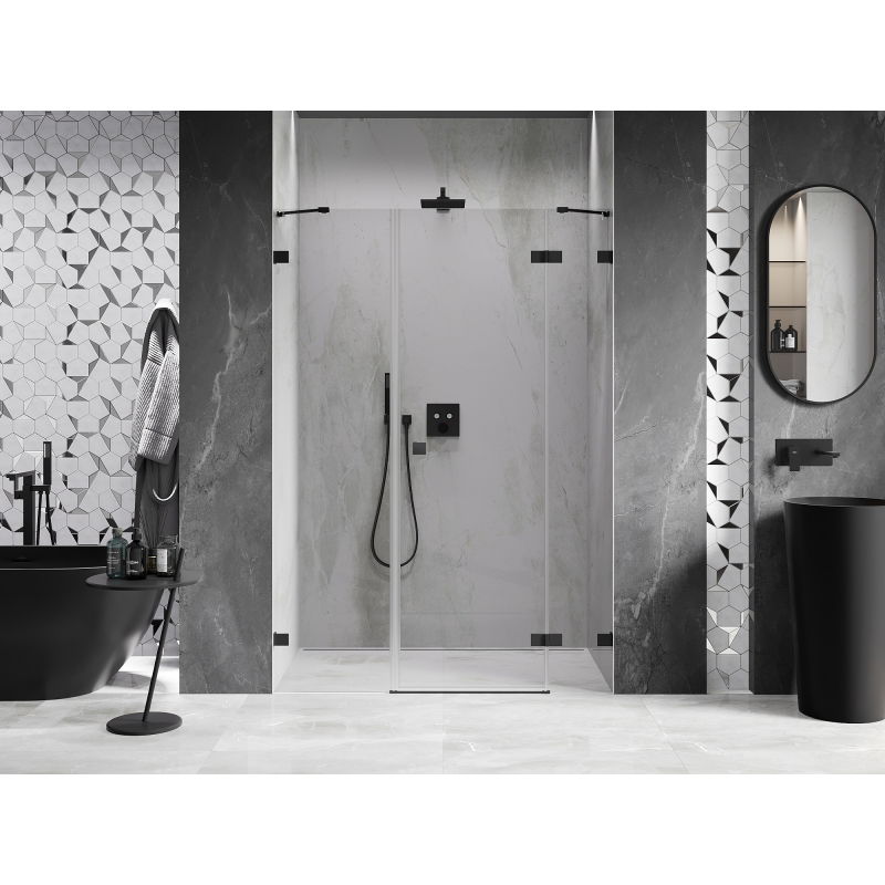 Mexen Lunar right swing shower door 125 cm, transparent, black - 834S-125-050-70-00-P