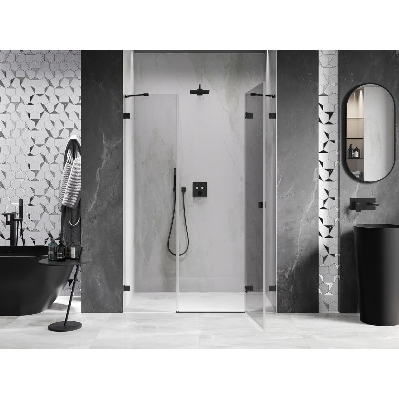 Mexen Lunar right swing shower door 125 cm, transparent, black - 834S-125-050-70-00-P