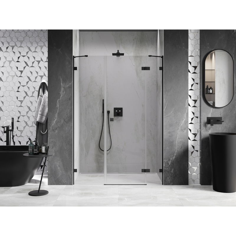 Mexen Lunar right-hinged shower door 135 cm, transparent, black - 834S-135-050-70-00-P