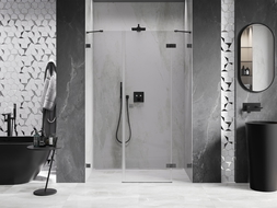 Mexen Lunar 130 cm Right Hinged Shower Door, Transparent, Gun Metal - 834S-130-050-95-00-P
