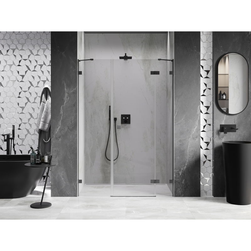 Mexen Lunar 140 cm Right Hinged Shower Door, Transparent, Gun Metal - 834S-140-050-95-00-P