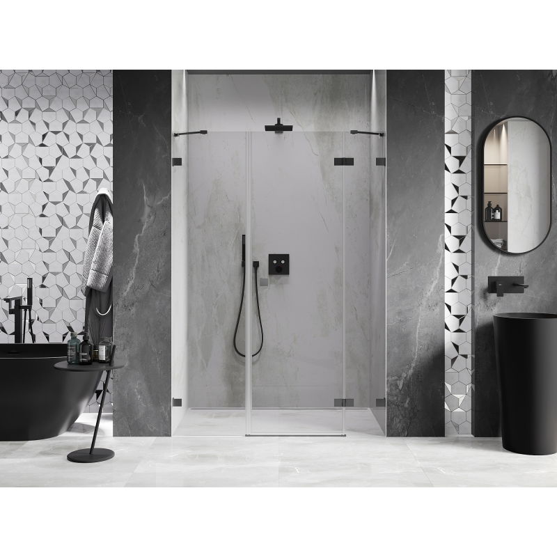 Mexen Lunar 155 cm Right Hinged Shower Door, Transparent, Gun Metal - 834S-155-050-95-00-P