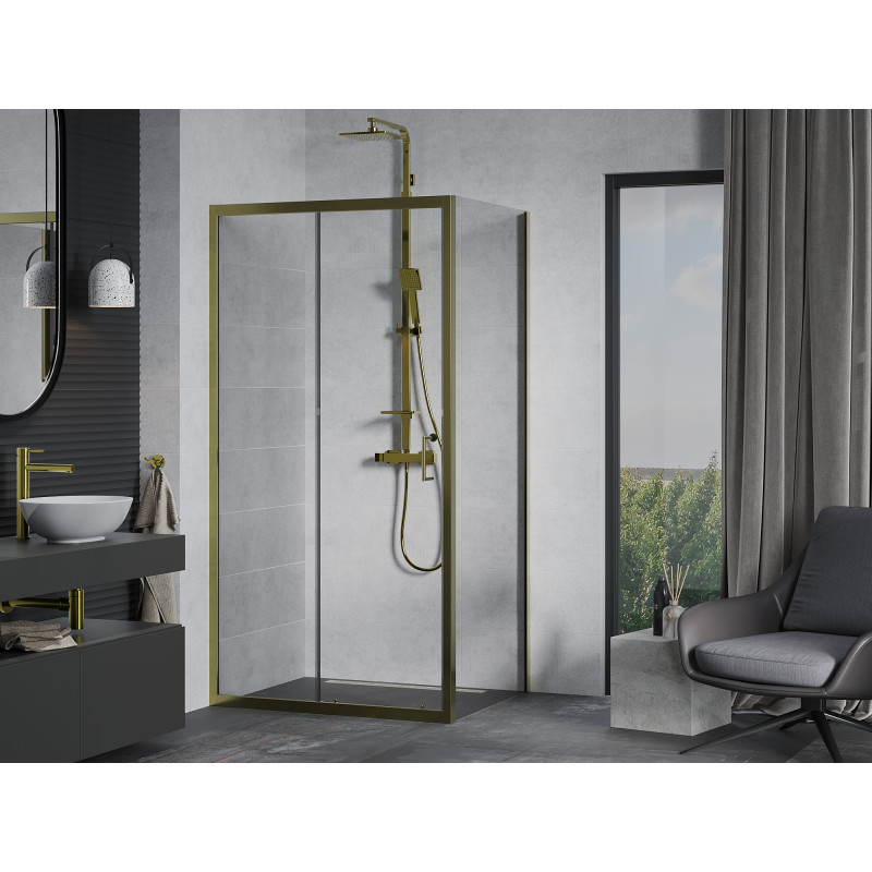 Mexen Apia sliding shower cabin 120 x 100 cm, transparent, gold - 840-120-100-50-00