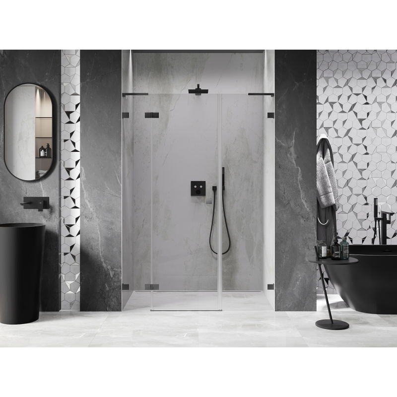 Mexen Lunar L left-hinged shower door 160 cm, transparent, brushed gun gray - 834SL-160-050-66-00-L