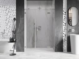 Mexen Lunar right hinged shower door 120 cm, transparent, brushed nickel - 834S-120-050-97-00-P