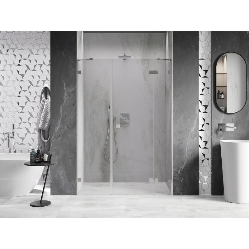 Mexen Lunar right hinged shower door 135 cm, transparent, brushed nickel - 834S-135-050-97-00-P