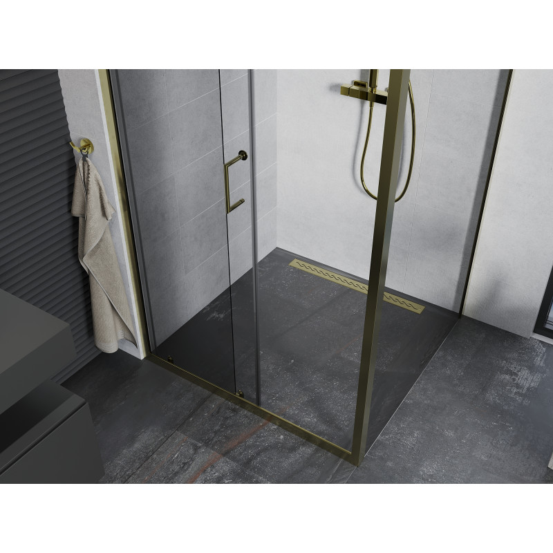 Mexen Apia sliding shower cabin 125 x 80 cm, transparent, gold - 840-125-080-50-00
