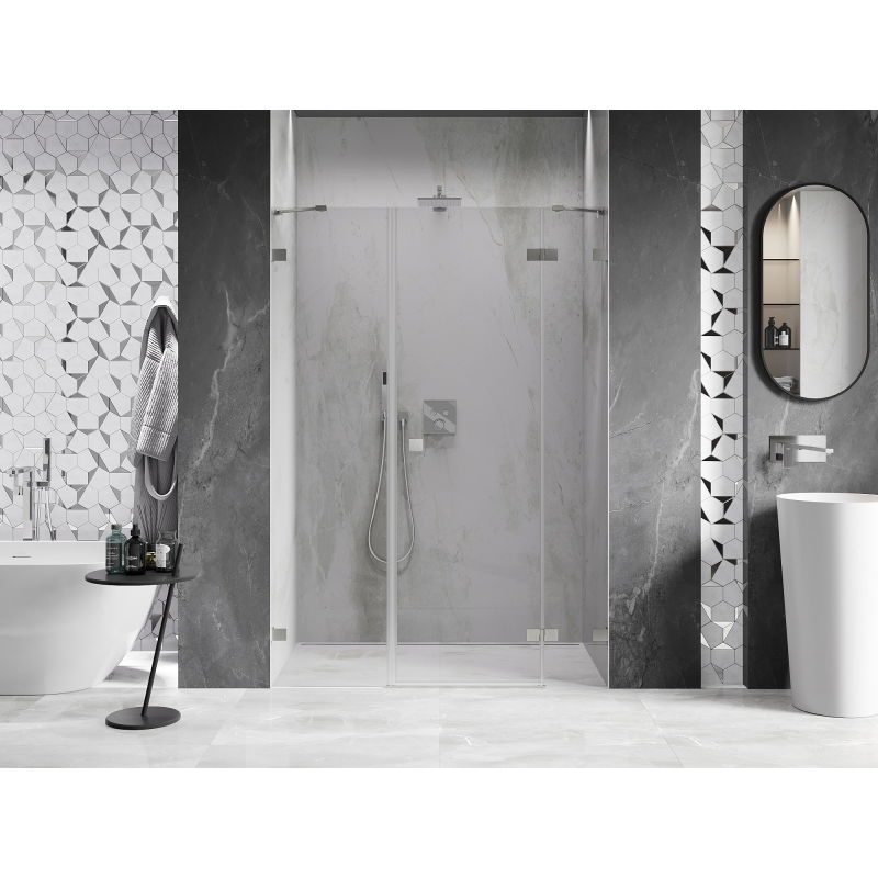 Mexen Lunar shower door swing right 145 cm, transparent, brushed nickel - 834S-145-050-97-00-P