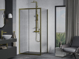 Mexen Apia sliding shower cabin 125 x 90 cm, transparent, gold - 840-125-090-50-00