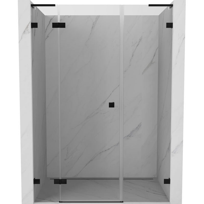 Mexen Lunar L 150 cm Left Hinged Shower Door, Transparent, Black - 834SL-150-050-70-00-L