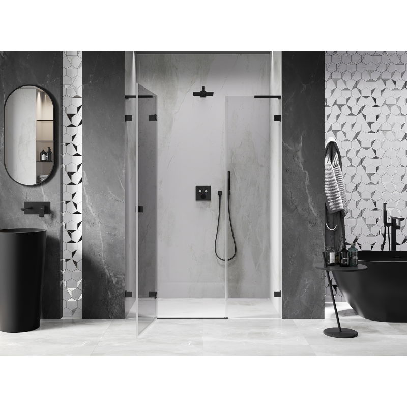 Mexen Lunar L left shower door 150 cm, transparent, black - 834SL-150-050-70-00-L