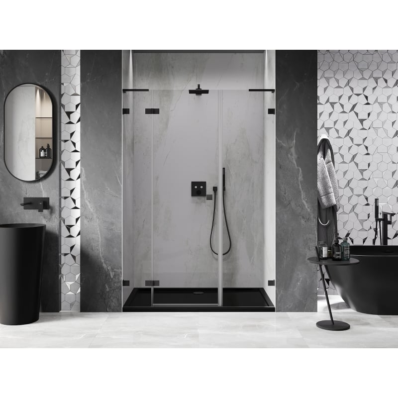 Mexen Lunar L left-hinged shower door 160 cm, transparent, black - 834SL-160-050-70-00-L
