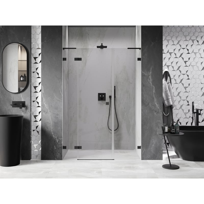 Mexen Lunar L left-hinged shower door 160 cm, transparent, black - 834SL-160-050-70-00-L