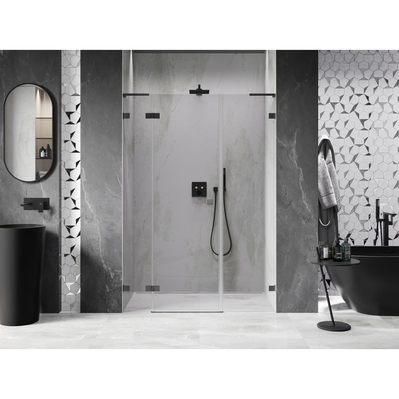 Mexen Lunar L Shower Door Left Hinged 135 cm, Transparent, Gun Metal - 834SL-135-050-95-00-L