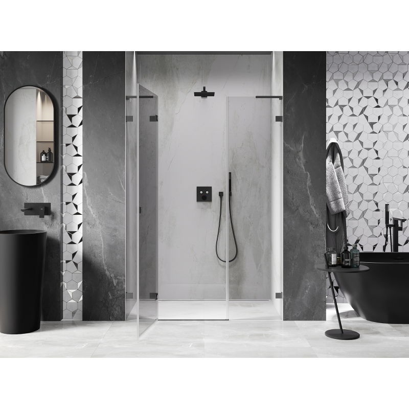 Mexen Lunar L left hinged shower door 140 cm, transparent, gun metal - 834SL-140-050-95-00-L