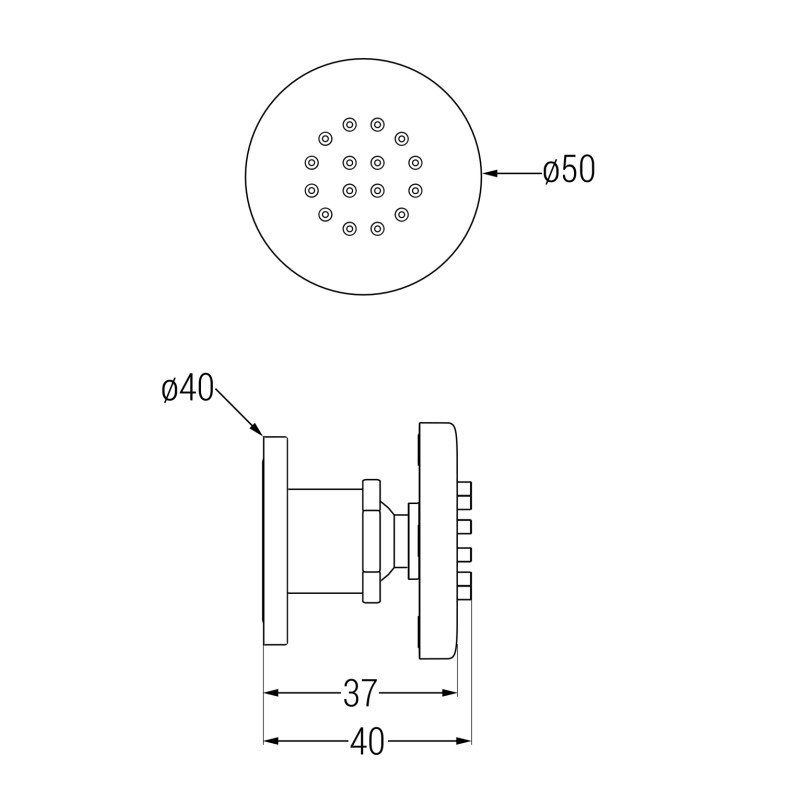 Mexen surface-mounted side nozzle, brushed gun gray - 79361-66