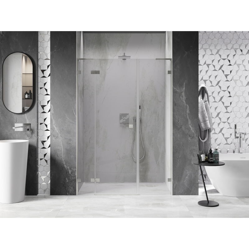 Mexen Lunar L left hinged shower door 120 cm, transparent, brushed nickel - 834SL-120-050-97-00-L