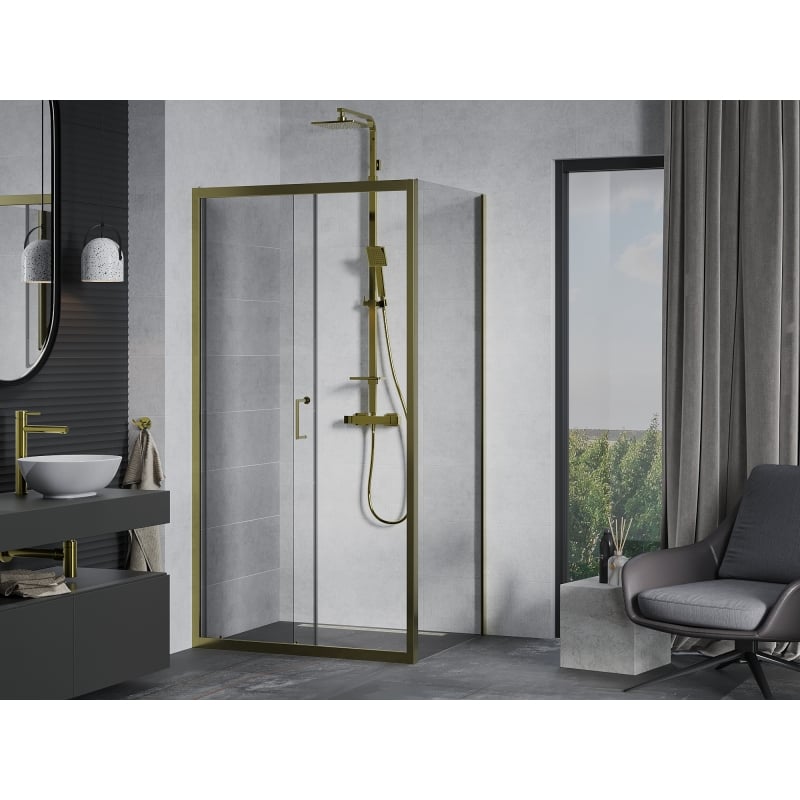 Mexen Apia sliding shower cabin 135 x 90 cm, transparent, gold - 840-135-090-50-00