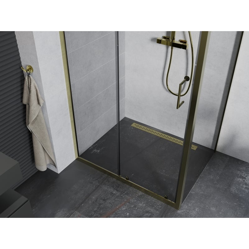 Mexen Apia sliding shower cabin 135 x 90 cm, transparent, gold - 840-135-090-50-00