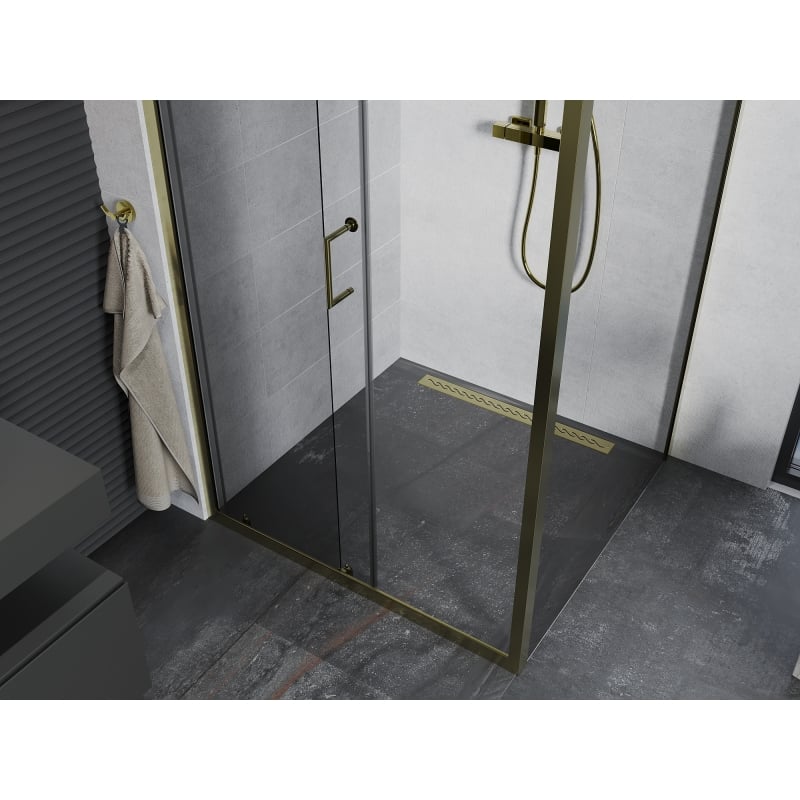 Mexen Apia sliding shower cabin 135 x 90 cm, transparent, gold - 840-135-090-50-00