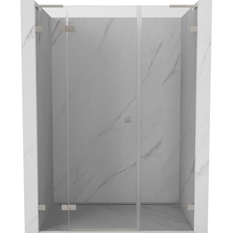 Mexen Lunar L Left-Hinged Shower Door 155 cm, Transparent, Brushed Nickel - 834SL-155-050-97-00-L