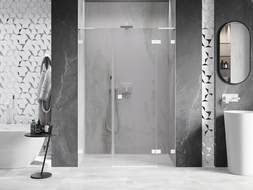 Mexen Lunar L Right-Swing Shower Door 120 cm, Transparent, White - 834SL-120-050-20-00-P