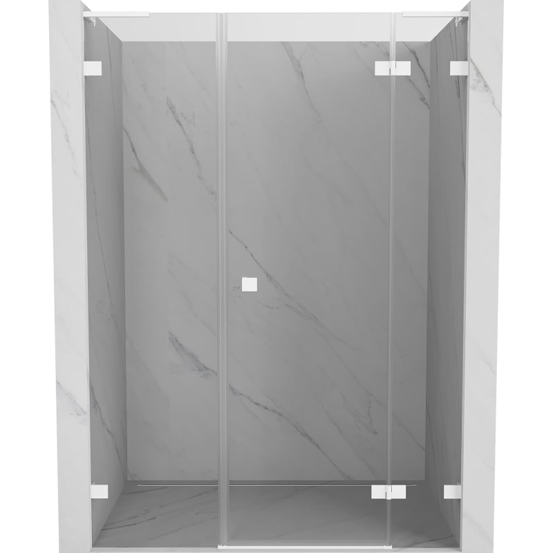 Mexen Lunar L 130 cm right, hinged shower door, transparent, white - 834SL-130-050-20-00-P